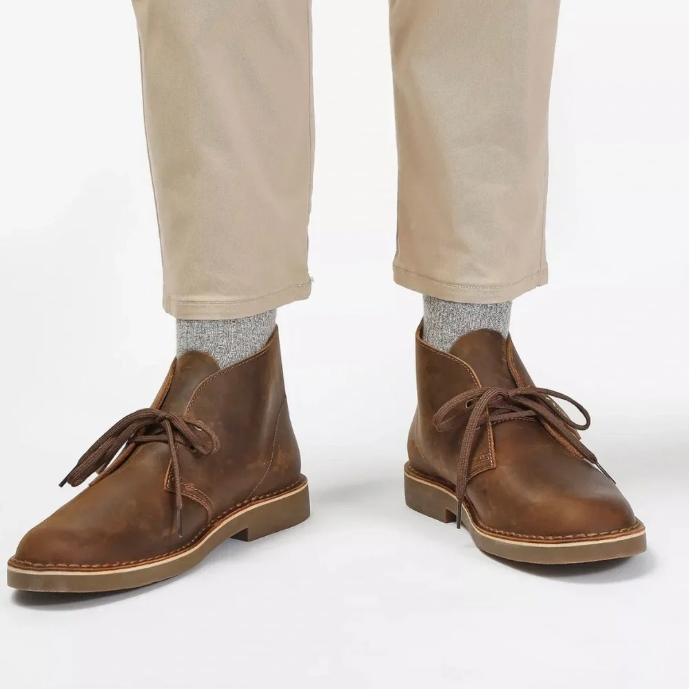 Clarks Bushacre 2 Beeswax Leather Chukka Boots Men’s 8 Brown Lace Up Ankle Shoes